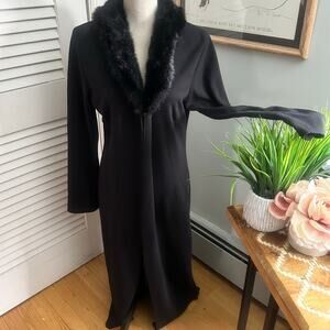 Vintage Indications Jacket Womens Medium Black Faux Fur Shawl Collar Winter Chic
